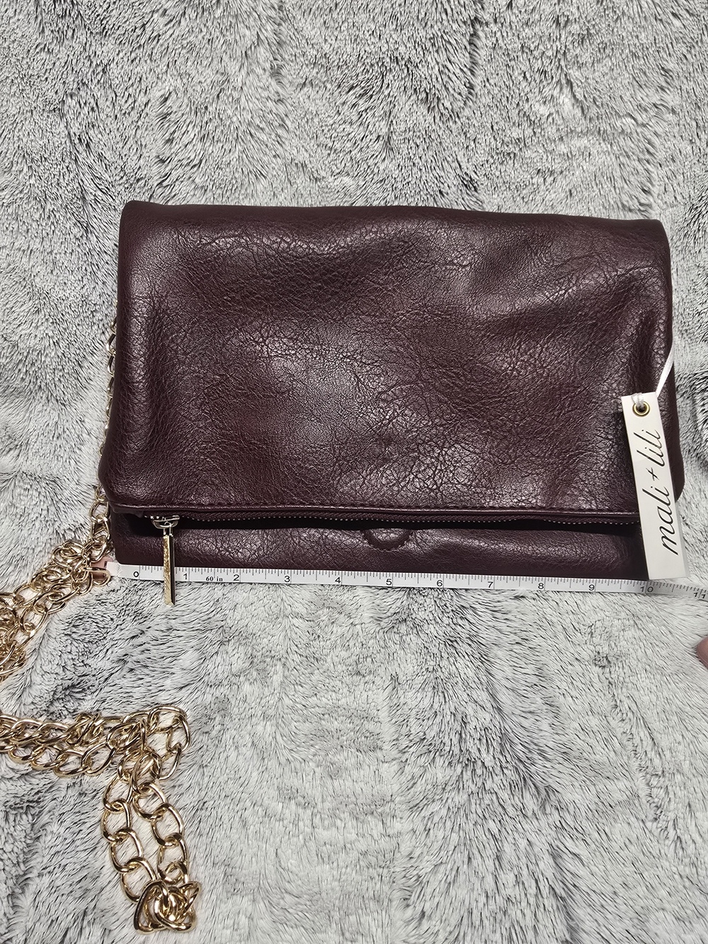 Fold-Over Crossbody Bag in Deep Burgundy